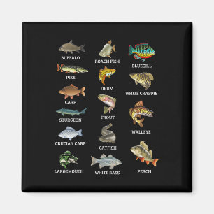 Types Of Freshwater Fish Species Fishing Fisherman Magnet