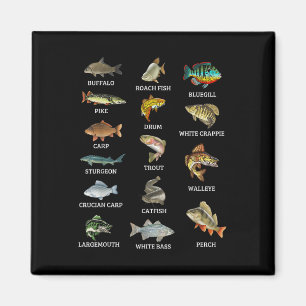 Types Of Freshwater Fish Species Fishing Fisherman Magnet
