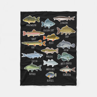 Types Of Freshwater Fish Species Fishing  Fleece Blanket