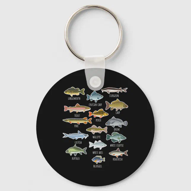 Square Key Rings Design Types Of Freshwater Fish Species Fishing Key Ring | Zazzle