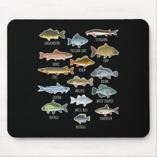Types Of Freshwater Fish Species Fishing Mouse Pad