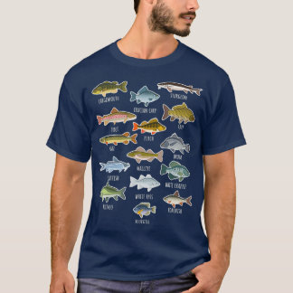 Types Of Freshwater Fish Species Fishing T-Shirt
