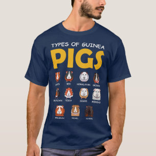 Types Of Guinea Pigs Lover Cute Animal Pet Rodents T-Shirt