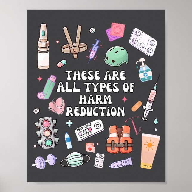 Types Of Harm Reduction Overdose Awareness Social  Poster (Front)
