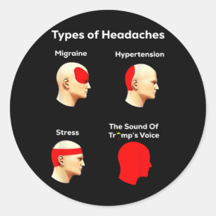 Types Of Headaches, Funny Trump Classic Round Sticker