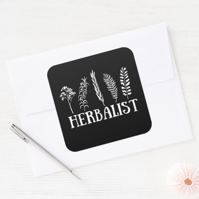 Types of herbals herbalist square sticker (Envelope)