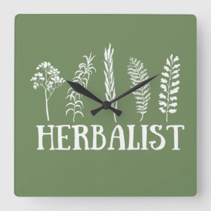 Types of herbals herbalist square wall clock