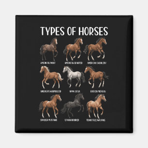 Types Of Horses Shirt Funny Horse Breed Horseback Magnet
