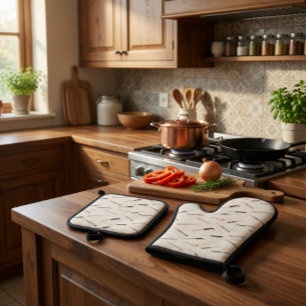 Types of Italian Knives Oven Mitt & Pot Holder Set