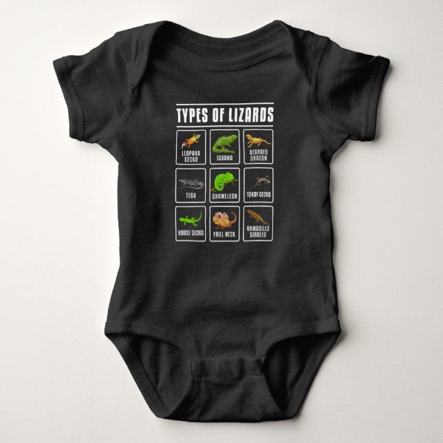 Types of Lizards Lizard Reptiles Baby Bodysuit (Front)