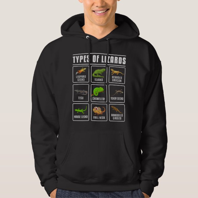 Types of Lizards Lizard Reptiles Hoodie (Front)
