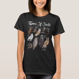 Types Of Owls Educational Collection Cute Owl Ani T-Shirt