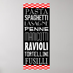 Types Of Pasta's Kitchen Art Poster