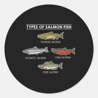 Types Of Salmon Fish For Salmon Fishing  Classic Round Sticker
