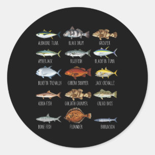 Types Of Saltwater Fish Species Biology Fishing Lo Classic Round Sticker