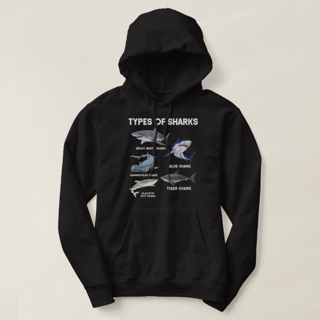 Types of Sharks  Hoodie (Design Front)