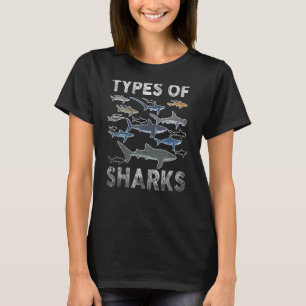 Types of Sharks Marine Biology Sea Creatures Ocean T-Shirt