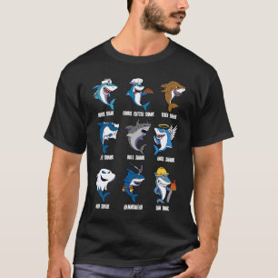 Types of Sharks Pun Ocean Marine Biology Fishing S T-Shirt