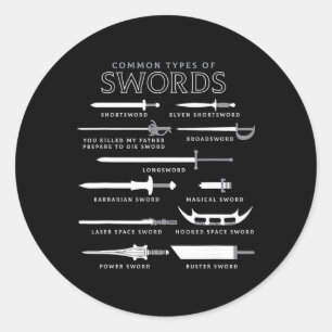 Types Of Swords Classic Round Sticker
