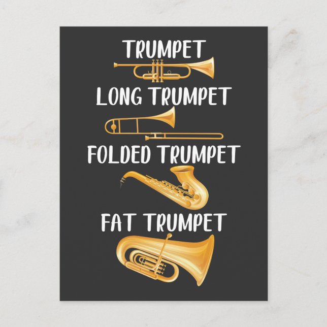 Types of Trumpets Player Music Instrument Musician Postcard (Front)