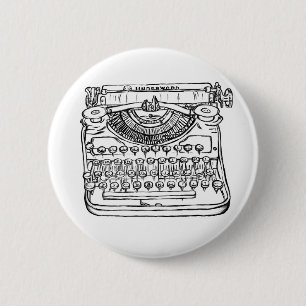 Typewriter 6 Cm Round Badge