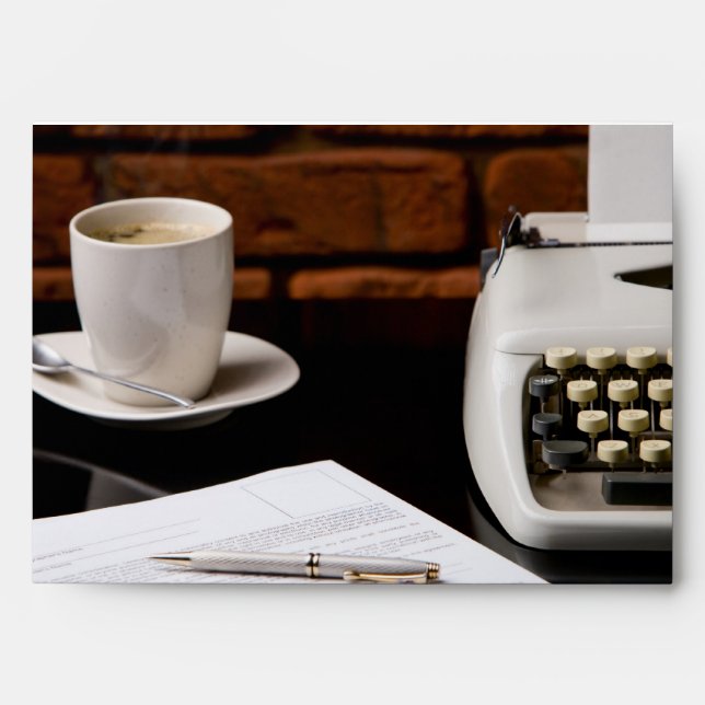 Typewriter and a cup of coffee envelope (Front)