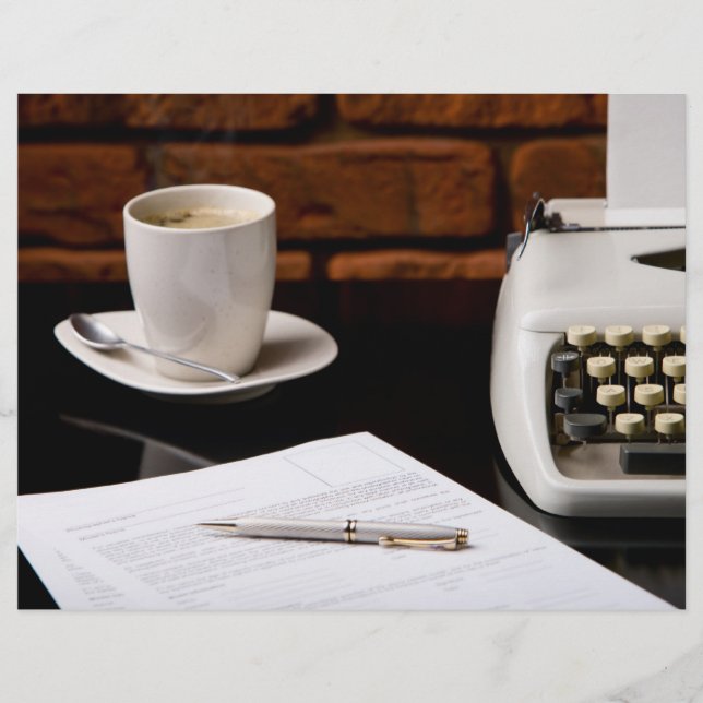 Typewriter and a cup of coffee flyer (Front)
