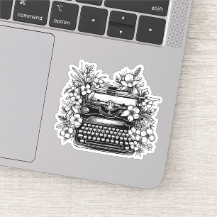 Typewriter and flowers aesthetic