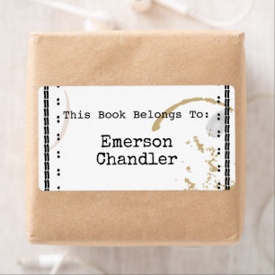 Typewriter Art Coffestain Editable Bookplate