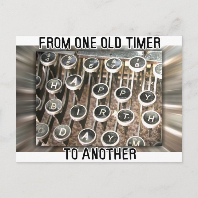 Typewriter Birthday Greeting Postcard (Front)