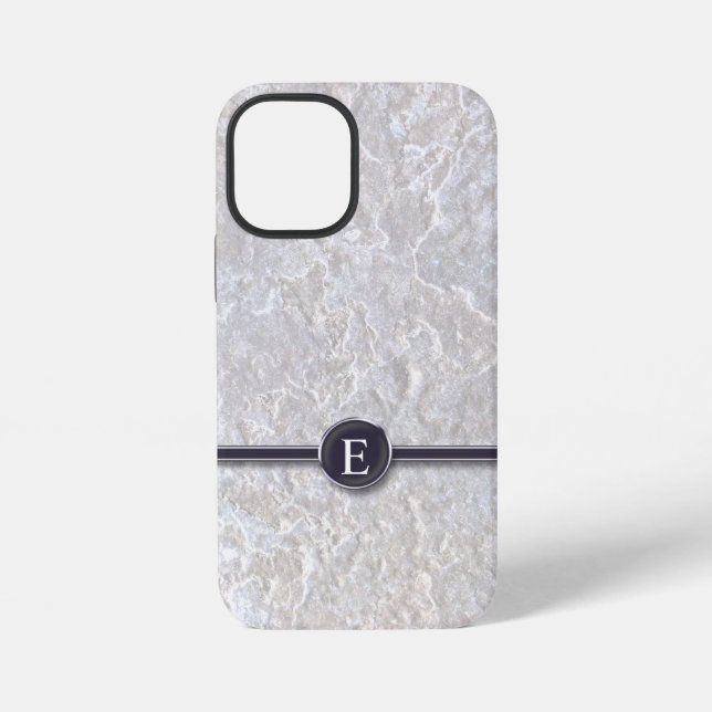Typewriter Button Monogram with Marbled Background iPhone Case (Back)