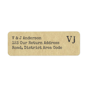 Typewriter Font Monogram Return Address Rustic Label