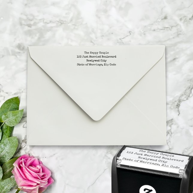 Typewriter Font Return Address Self-inking Stamp (A simple typewriter font return address self inking stamp with space for your details)