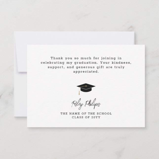 Typewriter Font & Signature Graduation Thank You (Back)