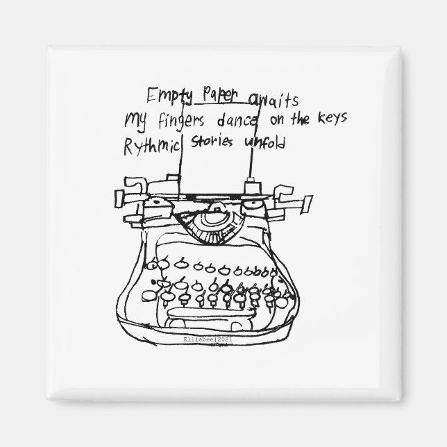 Typewriter haiku magnet (Front)