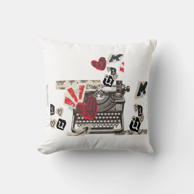 typewriter I love you   Cushion (Front)