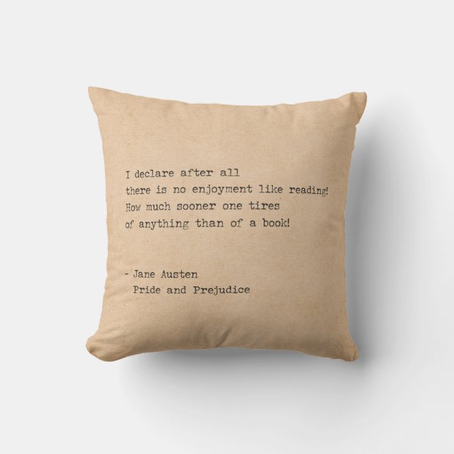 Typewriter Jane Austen Reading Quote Cushion (Front)