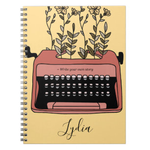 Typewriter Journal monogram Name Retro Notebook