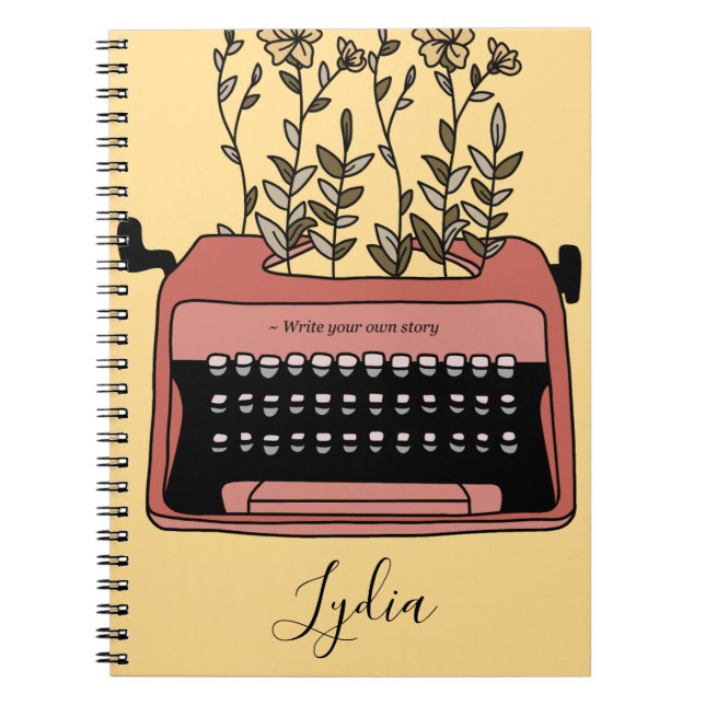 Typewriter Journal  monogram Name Retro Notebook (Front)