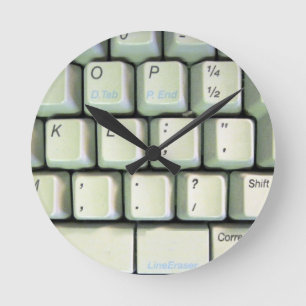 Typewriter Keyboard Round Clock
