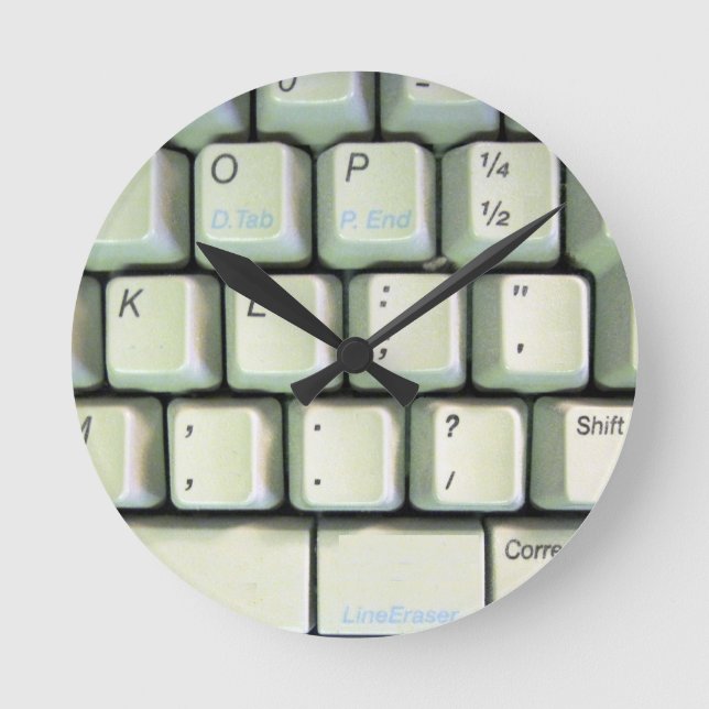 Typewriter Keyboard Round Clock (Front)