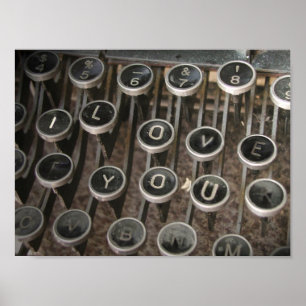 Typewriter Keys "I Love You" Poster