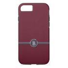 Typewriter Monogram Black Line Button on Burgundy