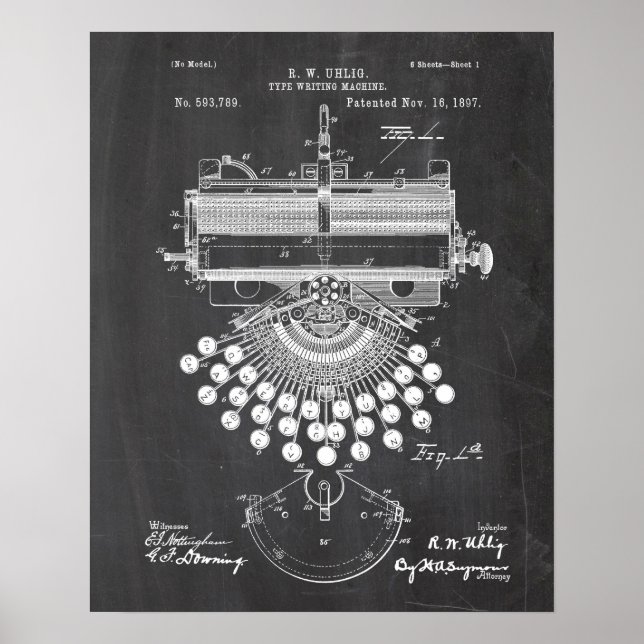 Typewriter Patent Poster (Front)