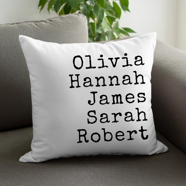 Typewriter Personalised Family Names Cushion (Creator Uploaded)