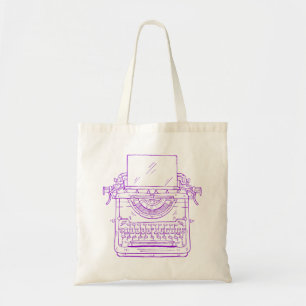 typewriter purple vintage tote bag