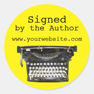 Typewriter Signed by Author Stickers Customisable
