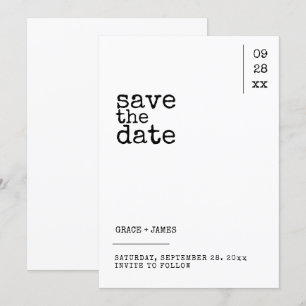 Typewriter Simple Minimalist Typography Wedding Save The Date