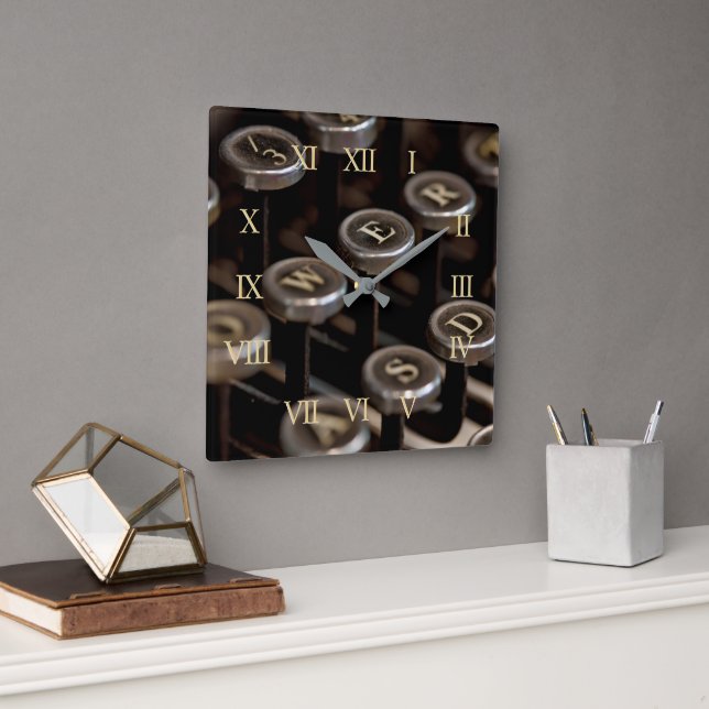 Typewriter Square Wall Clock (Office)