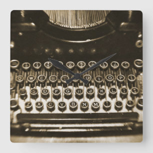 Typewriter Square Wall Clock